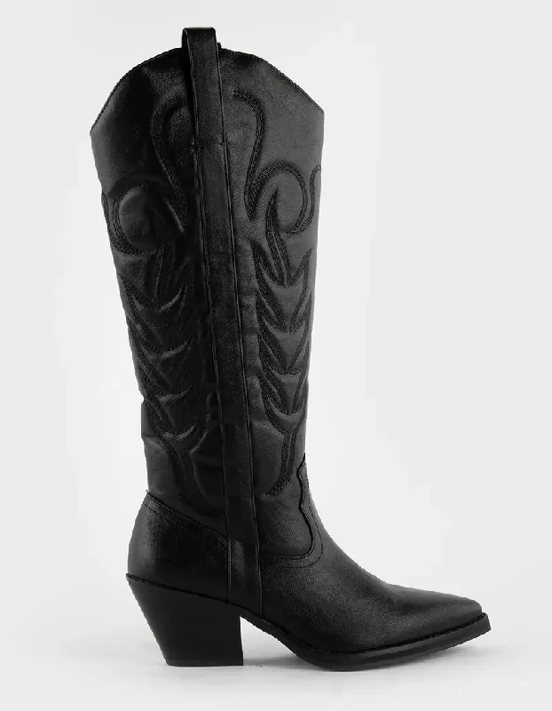 Dixie Tall Western Boots - Black