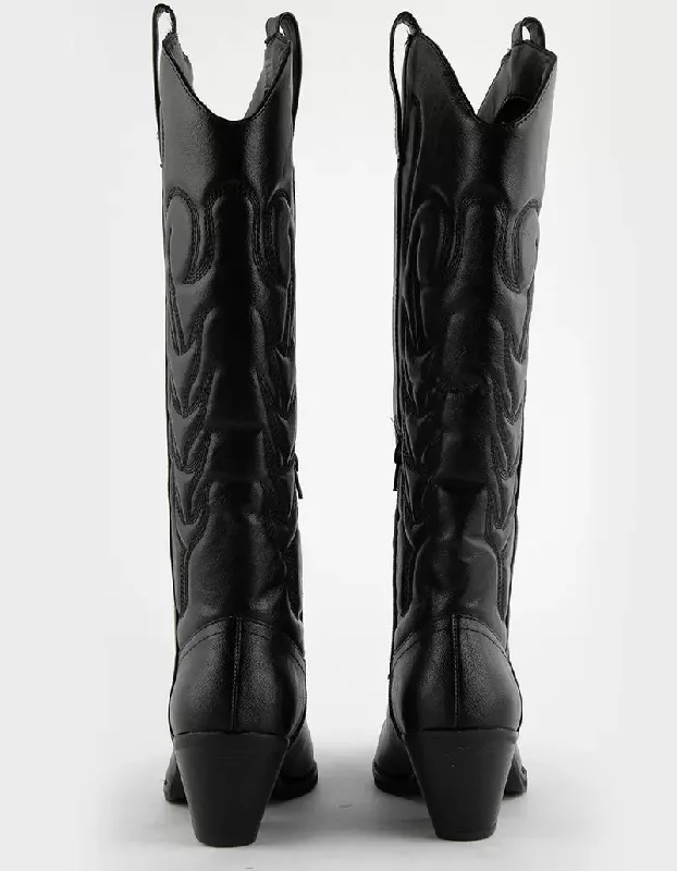 Dixie Tall Western Boots - Black