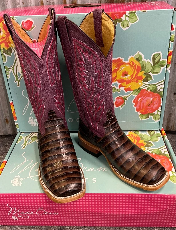 Macie Bean by Anderson Bean ""With All My Bite"" Chocolate Caiman Print Western Boots M9172