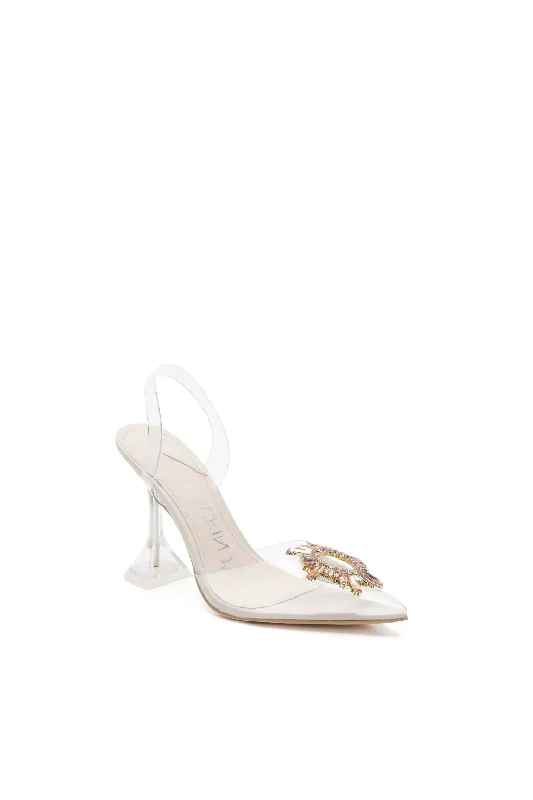 Clear Heel Pointed Toe Sandals