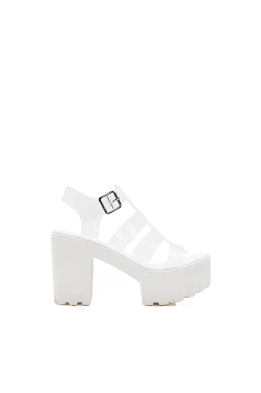 Clear Strap Chunky Heel Platforms