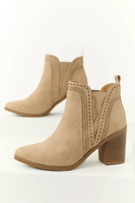 Latte Block Square Heel Ankle Booties