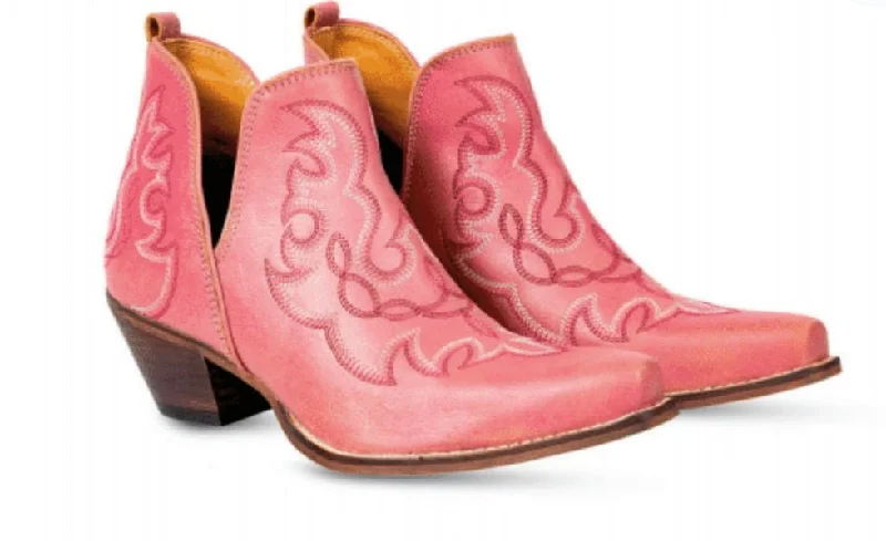 Myra Pink Maisie Leather Stitched Booties