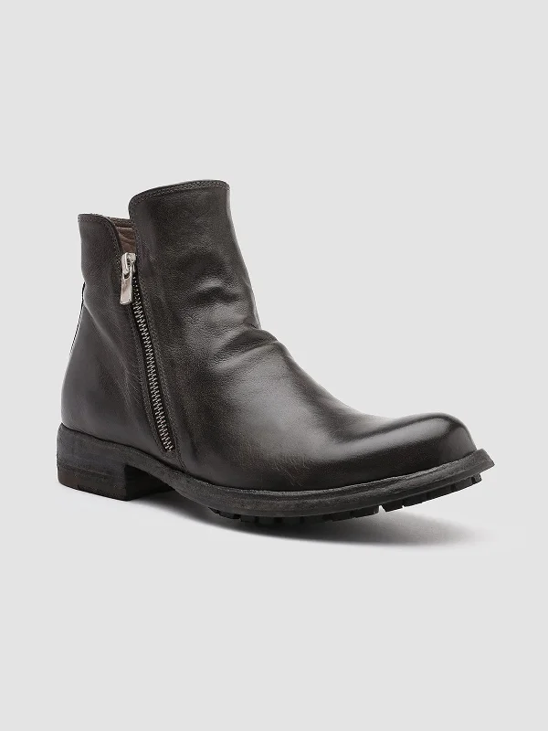 LEGRAND 200 - Gray Leather Ankle Boots