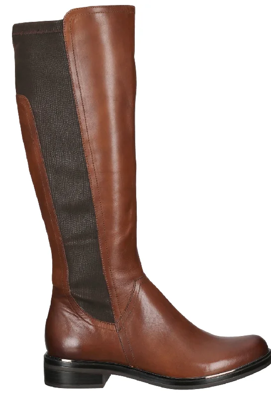 Caprice 25518-27 Leather Cognac Comb Long Leather Boots